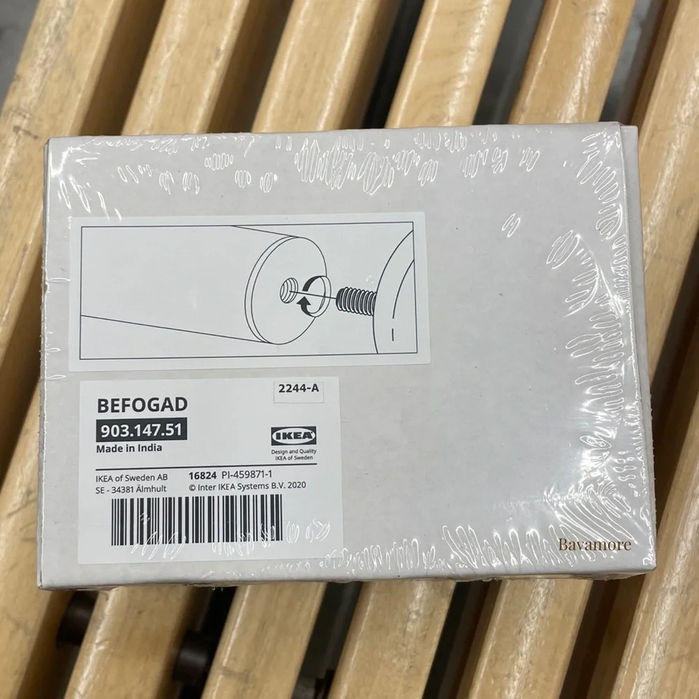 IKEA BEFOGAD white Metal Spherical Finials for Curtain Rods, 1 Pair NEW